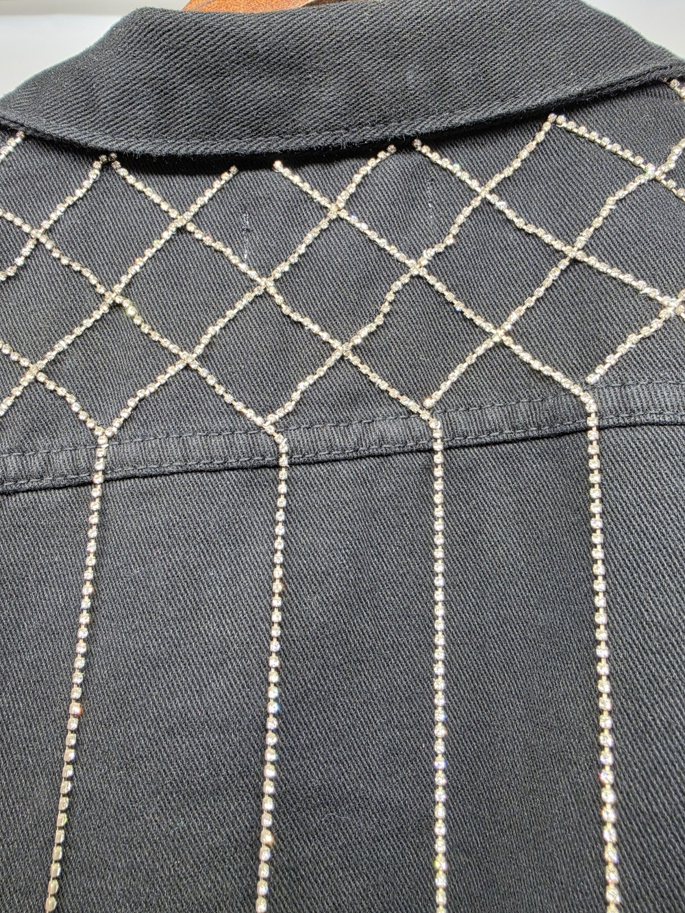 Rhinestone Cropped Jacket Black XL NWT Y2K Glam Denim Blvd - Picture 9 of 13